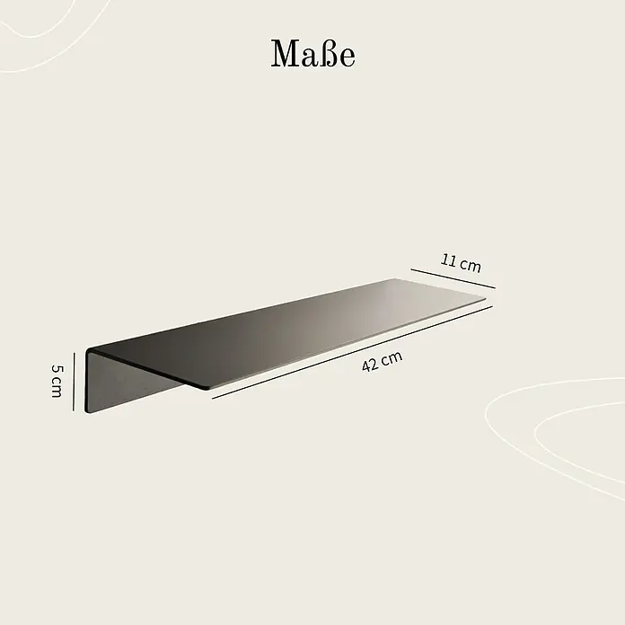Designfabrik Hamburg Badablage - Breite: 42 cm, Aluminium, Schwarz - Regal mit den Maßen 42 cm Länge, 11 cm Tiefe und 5 cm Höhe zur Wandmontage.