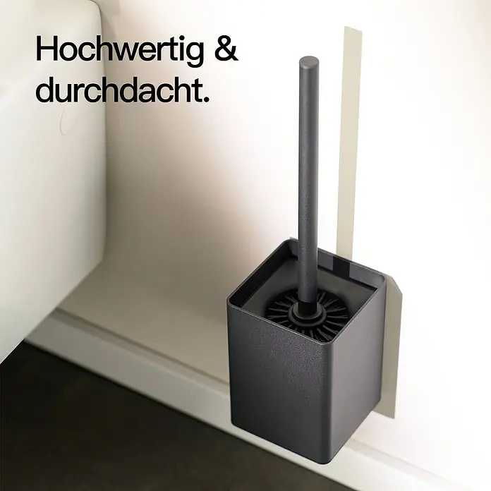 Designfabrik Hamburg WC-Bürstengarnitur - Aluminium, Schwarz - Hochwertige, wandmontierte WC-Garnitur in Anthrazit. Stilvolle Ergänzung für jedes moderne Badezimmer mit praktischem Design.