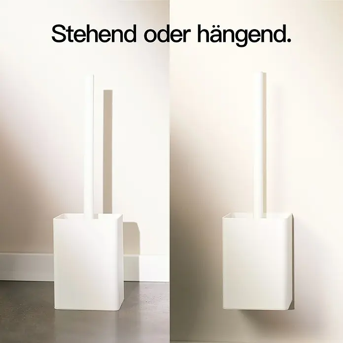 Designfabrik Hamburg WC-Bürstengarnitur - Aluminium, Weiß - Toilettebürste, stehend oder hängend montiert. Die weiße Bürste ist minimalistisch und elegant designt, passend für jedes Badezimmer.