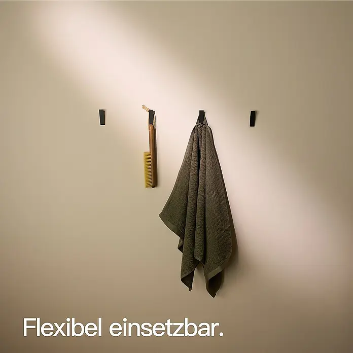 Designfabrik Hamburg Handtuchhaken - 4 Stk., Schwarz, Matt - Vielseitige Haken für Handtücher, Bürsten und mehr. Praktisch und flexibel einsetzbar im Badezimmer.