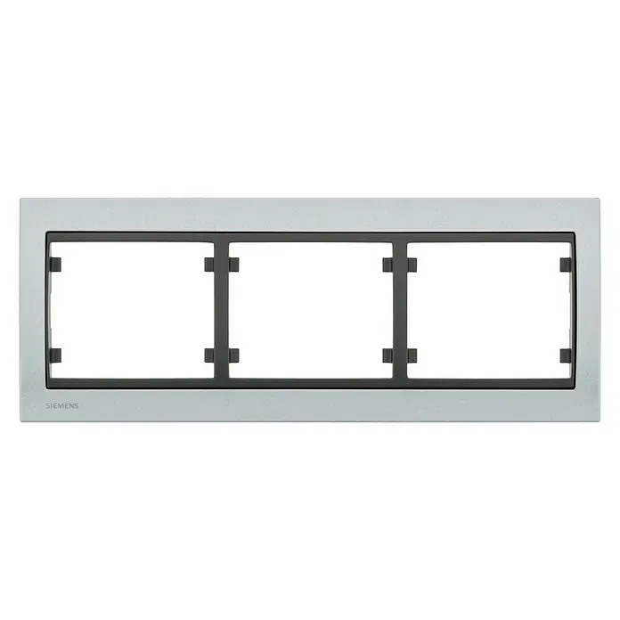 Siemens Delta Iris Marco - Gris, Modelo de mecanismos: x 3, Aluminio, Instalar - Marco triple plateado de Siemens para interruptores y enchufes. Ideal para instalaciones eléctricas modernas y elegantes.