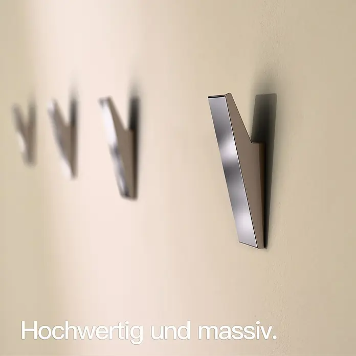 Designfabrik Hamburg Handtuchhaken - 4 Stk., Chrom, Glänzend - Hochwertige und massive Kleiderhaken aus Metall an einer Wand.