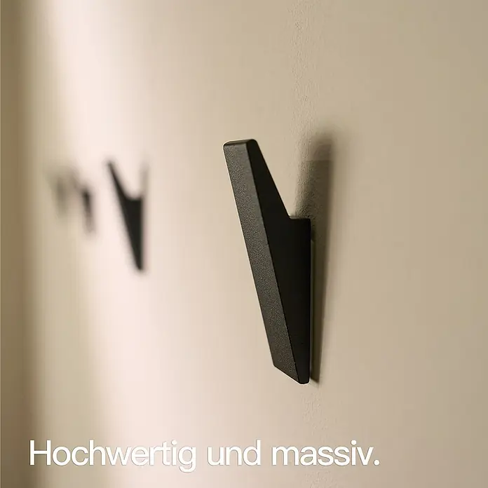 Designfabrik Hamburg Handtuchhaken - 4 Stk., Schwarz, Matt - Wandgarderobenhaken aus hochwertigem, massivem Material. Das schlichte Design in Schwarz passt perfekt in moderne Einrichtungen.