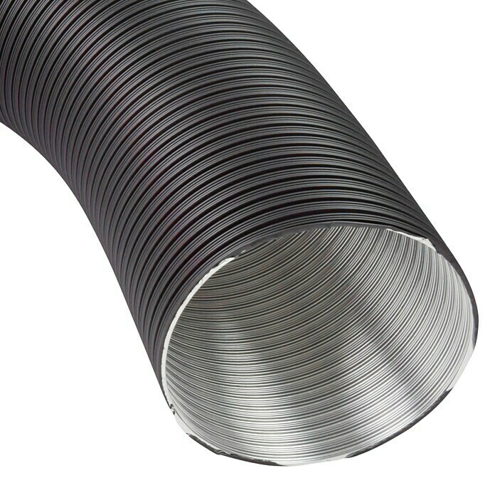 Alu-Flexrohr (Durchmesser: 80 mm, Verstellbar: 50 mm - 150 mm, Aluminium,  Schwarz)