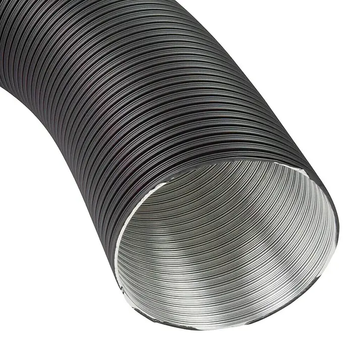Alu-Flexrohr - Durchmesser: 125 mm, Verstellbar: 50 mm - 150 mm, Aluminium, Schwarz - Flexibles Lüftungsrohr aus Aluminium, ideal für Belüftungssysteme.