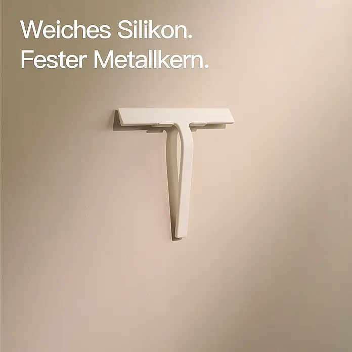 Designfabrik Hamburg Bad-& Duschabzieher - Weiß, Silikon - Weißer Silikonabzieher mit festem Metallkern, der an einer Wand hängt. Ideal für die Dusche.