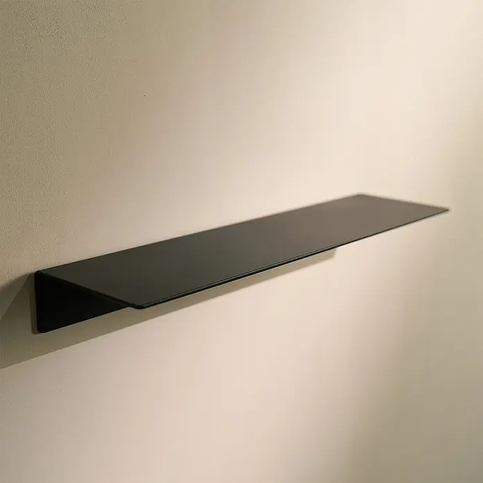 Designfabrik Hamburg Badablage - Breite: 42 cm, Aluminium, Schwarz - Elegantes schwarzes Wandregal.