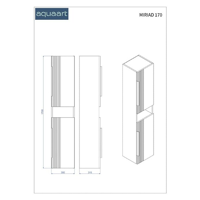 Aquaart Visoka omara Miriad 170  (Š x G x V: 35 x 31,5 x 170 cm, Kašmir) | 3697 - Badmöbelprogramm Marke | DADC - Möbel | DAD - Badausstattung | DA - Badausstattung/Bäderwelt | D - Sanitär | BAUHAUS