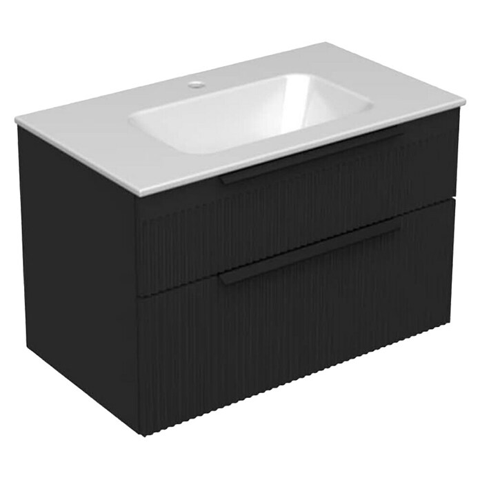 Aquaart Kupaonski ormarić ispod umivaonika Miriad  (Š x D x V: 802 x 452 x 526 mm, Crna, S umivaonikom) | BAUHAUS