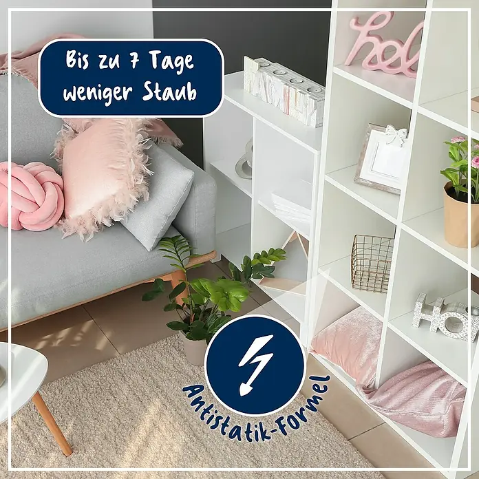 Poliboy Feuchttücher Möbel - 24 Stk. - Einladendes Wohnzimmer mit einem Produkt, das bis zu 7 Tage weniger Staub verspricht, dank seiner antistatischen Formel.