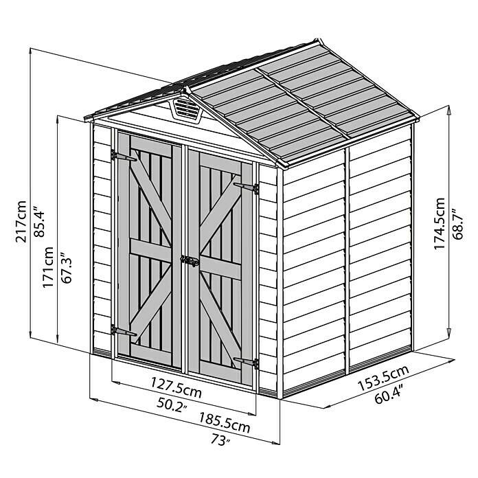 Palram – Canopia Gerätehaus Skylight 6x5 Tan1,54 x 1,87 m, Kunststoff, Beige/Braun Unknown