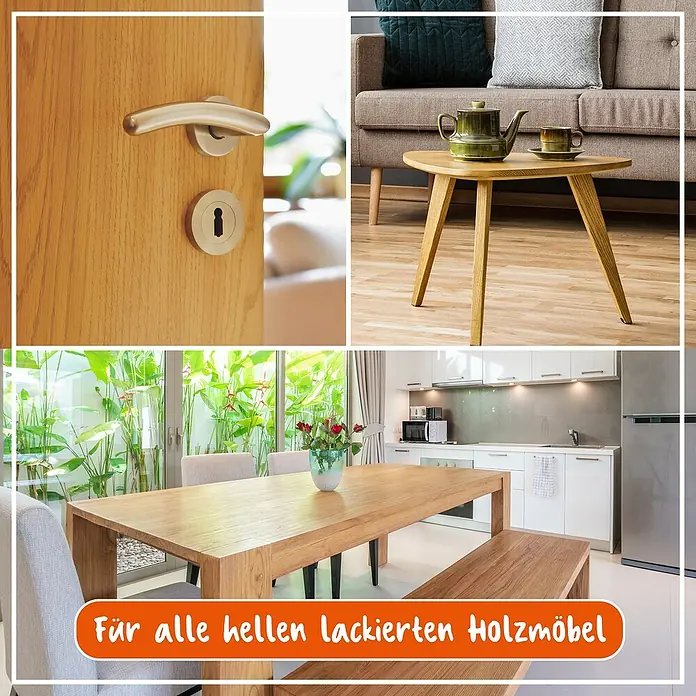 Poliboy Möbelpolitur - Hell, 100 ml - Helle, lackierte Holzmöbel: Tür, Tisch und Esstisch. Ideal für die Pflege und den Schutz Ihrer Möbel vor Abnutzung und Kratzern.