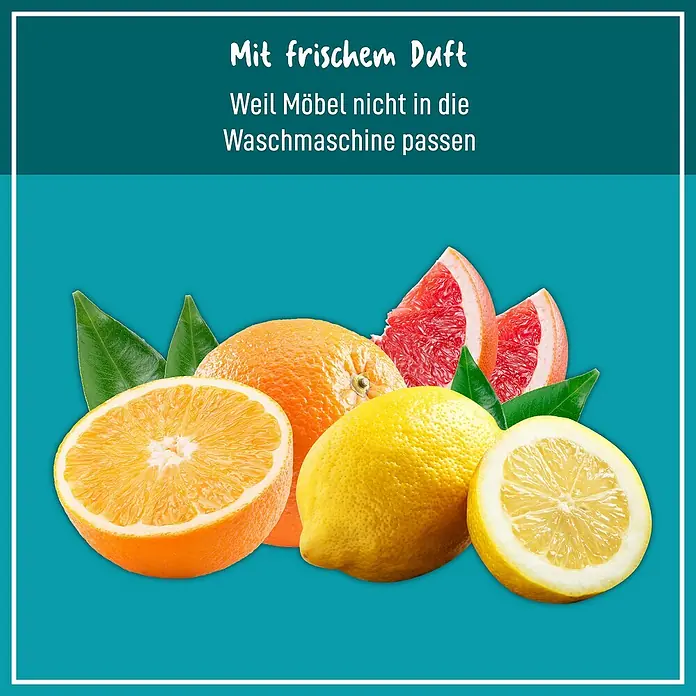 Poliboy Reinigungsmittel Staub Stopper - 500 ml, Flasche mit Sprühkopf - Frische Zitrusfrüchte mit Text. Eine erfrischende Mischung aus Orange, Zitrone und Grapefruit, ideal für einen sauberen, frischen Duft im Haus.