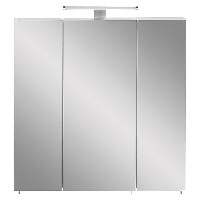 Schildmeyer Armario con espejo LED (An x Al: 70 x 75 cm, Con iluminación, Tablero de aglomerado, Blanco)