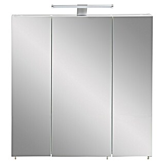 Schildmeyer Armario con espejo LED Roma (An x Al: 70 x 75 cm, Madera, Blanco)