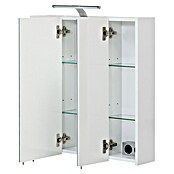 Schildmeyer Armario con espejo LED (An x Al: 70 x 75 cm, Con iluminación, Tablero de aglomerado, Blanco)