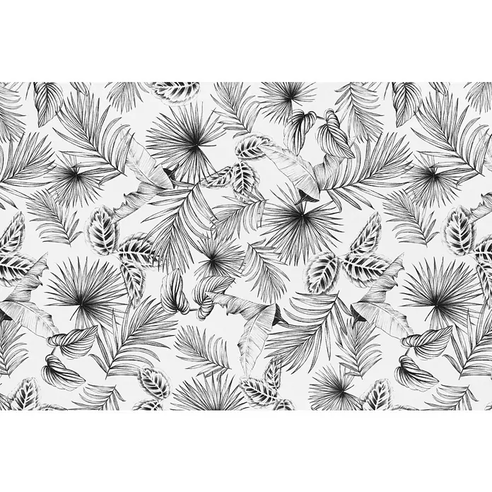 D-c-fix Static Glasfolie Botanicals - 150 x 45 cm, Transluzent, Statisch haftend - Schwarz-weißes Muster mit tropischen Blättern. Ideal für Wanddekorationen und Textilien mit einem eleganten, natürlichen Touch.