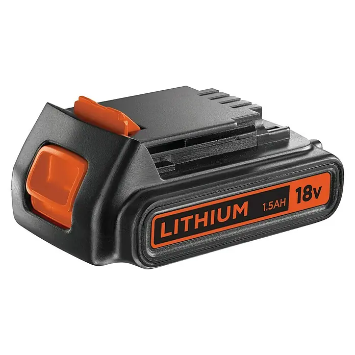 Black+Decker Taladro atornillador percutor de batería BDCHD18KB - 18 V, 2 baterías, 1,5 Ah, 40 Nm - Batería de litio Black+Decker de 18V negra con detalles naranjas para herramientas eléctricas, ideal para proyectos DIY.