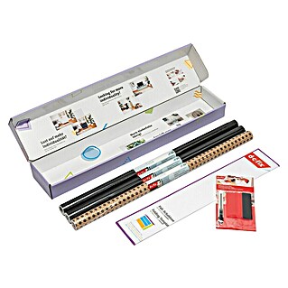 D-c-fix Klebefolie Kreativ-Kit (3 Stk., 2 m x 67,5 cm, Uni Seidenmatt Schwarz/Woven Cane, Selbstklebend)