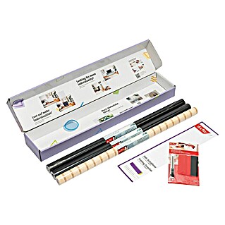 D-c-fix Klebefolie Kreativ-Kit (3 Stk., 2 m x 67,5 cm, Seidenmatt Schwarz/Wooden Slats, Selbstklebend)