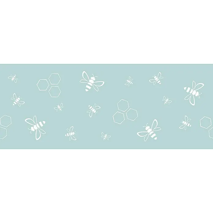 D-c-fix Static Glasfolie Wild Bees - 150 x 20 cm, Transluzent, Statisch haftend - Elegantes Muster mit weißen Bienen und Waben auf sanft blauem Hintergrund, ideal für subtile Akzente in jedem Raum.