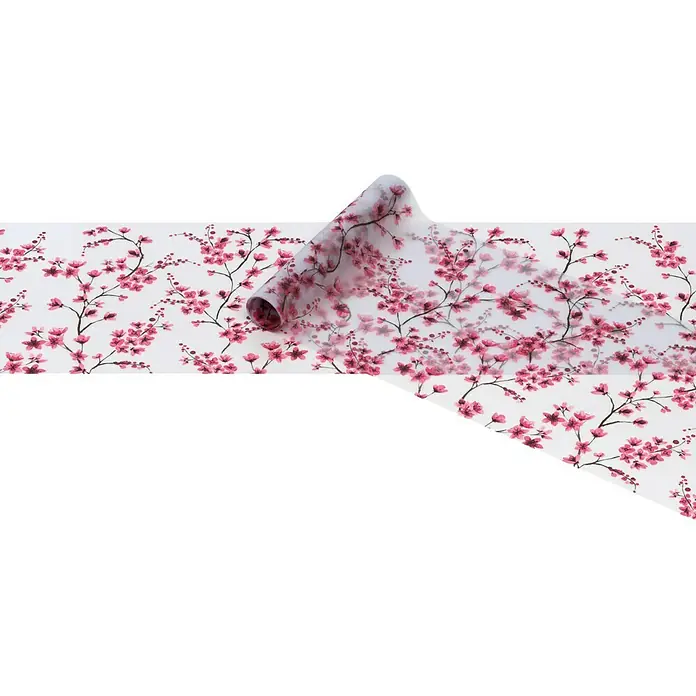 D-c-fix Static Glasfolie Cherry - 150 x 20 cm, Transluzent, Statisch haftend - Dekorative Fensterfolie mit Kirschblütenmuster für Privatsphäre und stilvolle Gestaltung von Glasflächen.