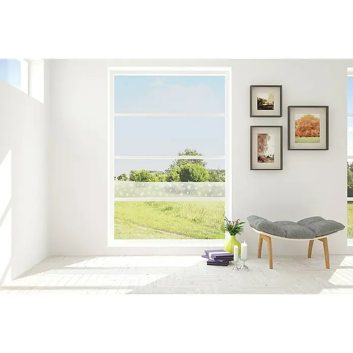 D-c-fix Static Glasfolie Wild Bees - 150 x 20 cm, Transluzent, Statisch haftend - Helles Zimmer mit Fensterfolie. Die Fensterfolie mit Muster bietet Privatsphäre und lässt gleichzeitig Licht herein.