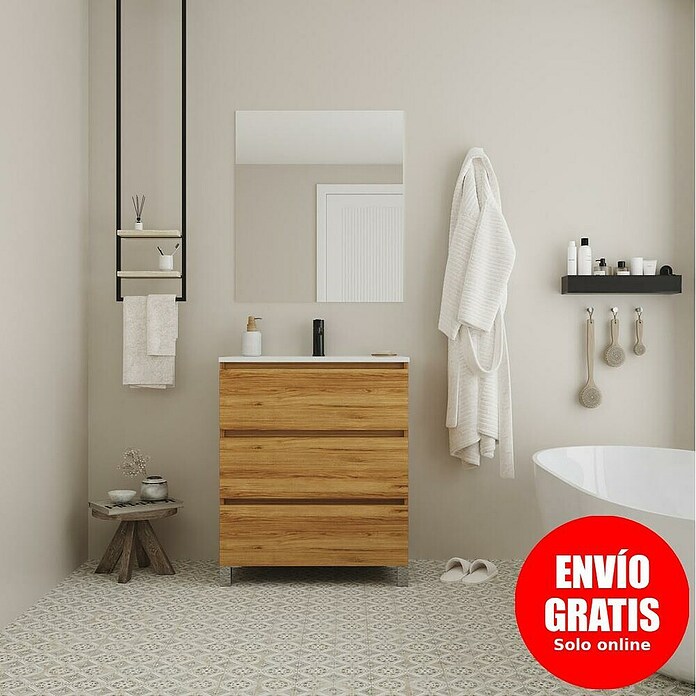 Conjunto de mueble de baño Inter (Ancho: 60 cm, Roble, 3 pzs.) | BAUHAUS