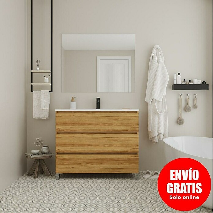 Conjunto de mueble de baño Inter (Ancho: 100 cm, Roble, 3 pzs.) | BAUHAUS