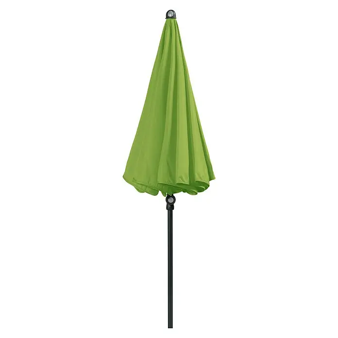 Doppler Sunline Balkonschirm rund Neo - Farbe Bespannung: Fresh Green, Durchmesser Bespannung: 150 cm - Geschlossener, grasgrüner Sonnenschirm mit mittigem, grauem Mast. Ideal für den Sonnenschutz auf Balkon und Terrasse.