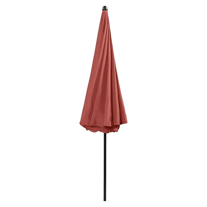 Doppler Sunline Balkonschirm rund Neo - Farbe Bespannung: Terracotta, Durchmesser Bespannung: 200 cm - Geschlossener terracottafarbener Gartenschirm mit schwarzem Ständer, ideal für sonnige Tage im Freien.