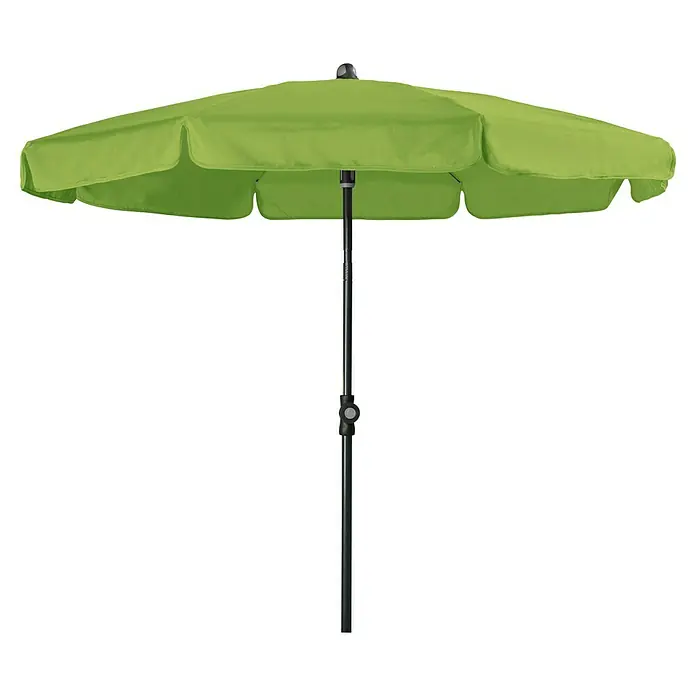 Doppler Sunline Balkonschirm rund Neo - Farbe Bespannung: Fresh Green, Durchmesser Bespannung: 150 cm - Ein grüner Gartenschirm mit einem stabilen, schwarzen Gestell bietet angenehmen Schatten im Freien und schützt vor Sonne.