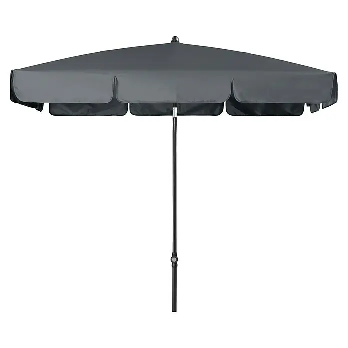 Doppler Sunline Balkonschirm Waterproof Neo - Anthrazit, Bespannungsmaß (L x B): 120 x 185 cm - Bild eines quadratischen, anthrazitfarbenen Sonnenschirms mit einem stabilen, mittigen Mast für den Außenbereich.