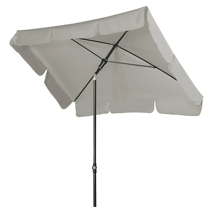 Doppler Sunline Balkonschirm Waterproof Neo - Hellgrau, Bespannungsmaß (L x B): 120 x 185 cm - Grauer Sonnenschirm mit schwarzem Gestell, ideal für den Garten oder die Terrasse, bietet Schatten und Schutz vor der Sonne.