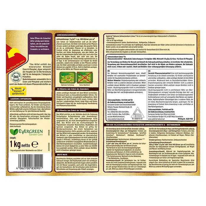 Substral Naturen Schneckenkorn Limex - 1 kg - Evergreen Garden Care Schneckenkorn Limex Fe: Ein mineralischer Köder gegen Schnecken, der Bodenlebewesen nährt. Bienengefährlich, 1 kg.