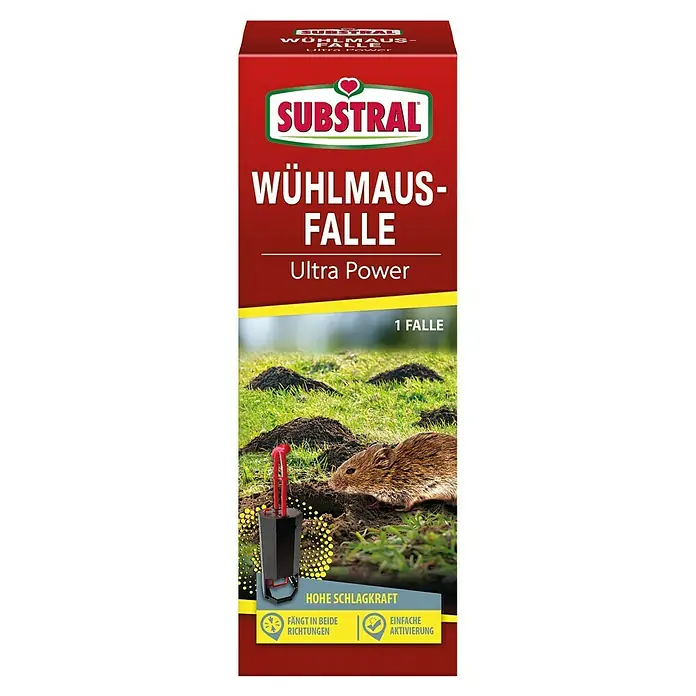 Substral Wühlmausfalle Ultra Power - Schlagfalle - Substral Wühlmausfalle Ultra Power: Effektive Bekämpfung von Wühlmäusen mit hoher Schlagkraft und einfacher Aktivierung für den Garten.