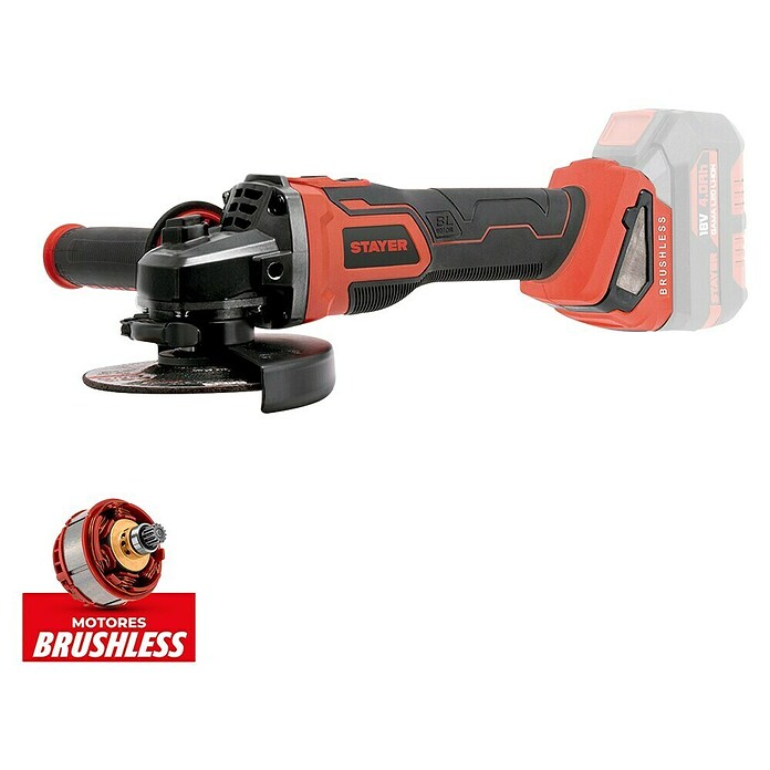 Stayer L20 Amoladora angular de batería AGBX (18 V, Sin batería, Diámetro disco: 125 mm) | BAUHAUS