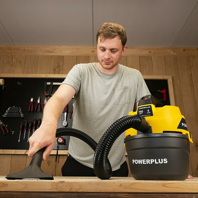 PowerPlus Aspirador en seco y húmedo eléctrico POWX318 (750 W, Volumen de recipiente: 4 l) | BAUHAUS