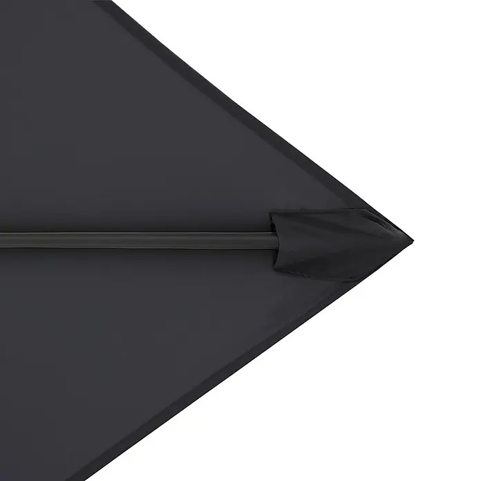 Doppler Balkonschirm Life Lift - Anthrazit, Bespannungsmaß (L x B): 200 x 250 cm - Detailaufnahme eines schwarzen Sonnenschirms, der Schatten und Schutz bietet. Perfekt für sonnige Tage im Garten oder auf der Terrasse.