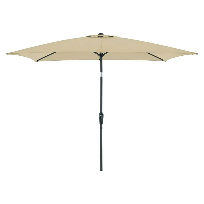 Doppler Balkonschirm Life Lift - Sand, Bespannungsmaß (L x B): 200 x 250 cm - Abgebildeter beiger Sonnenschirm mit stabilem, dunklem Mast für Garten oder Terrasse.