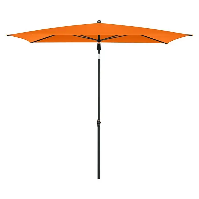 Doppler Balkonschirm myZone - Orange, Bespannungsmaß (L x B): 125 x 190 cm - Bild einer orangefarbenen Sonnenschirmkonstruktion, die Schatten spendet und Schutz vor Sonne bietet.\n