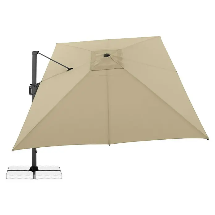 Doppler Ampelschirm Life - Sand, Bespannungsmaß (L x B): 300 x 400 cm - Beiger, rechteckiger Sonnenschirm mit robustem Ständer für den Außenbereich. Ideal für Garten und Terrasse.
