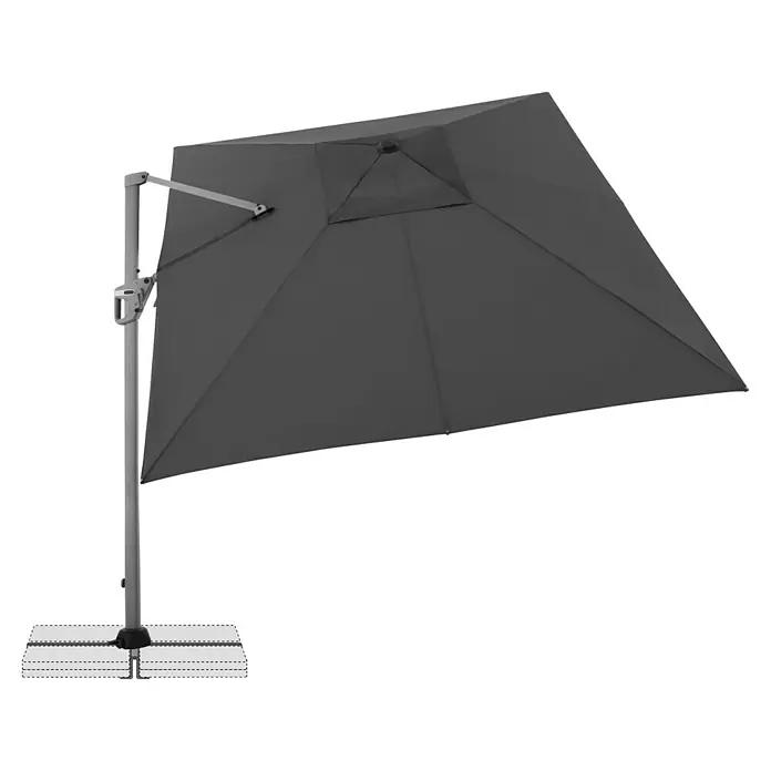 Doppler Ampelschirm Active Neo - Anthrazit, Bespannungsmaß (L x B): 260 x 350 cm - Grauer Ampelschirm mit stabilem Standfuß für den Garten oder die Terrasse. Der Sonnenschirm bietet optimalen Schutz vor UV-Strahlung.
