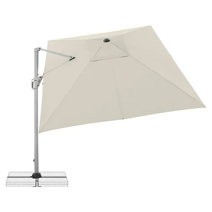 Doppler Ampelschirm Active Neo - Natur, Bespannungsmaß (L x B): 260 x 350 cm - Ein stilvoller, cremefarbener Sonnenschirm mit einem robusten Metallfuß. Ideal für den Garten oder die Terrasse, um Schatten zu spenden.
