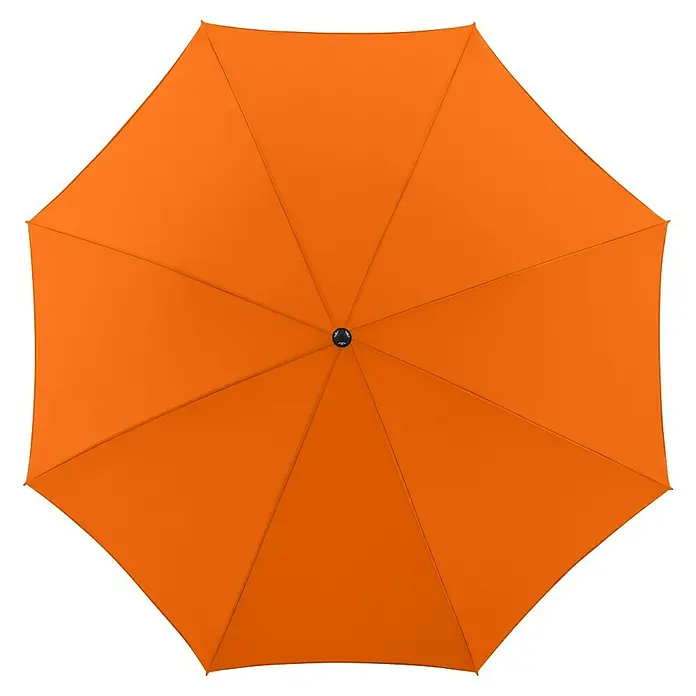 Doppler Balkonschirm rund myZone - Orange, Durchmesser Bespannung: 200 cm - Draufsicht eines geöffneten, leuchtend orangefarbenen Regenschirms, der ein schützendes und stilvolles Accessoire bei jedem Wetter darstellt.