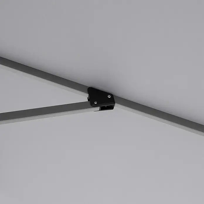 Doppler Ampelschirm Active Neo - Hellgrau, Bespannungsmaß (L x B): 260 x 350 cm - Detailansicht des Pavillonrahmens mit Verbinder. Graue Streben und schwarzer Verbinder bilden die Struktur des Pavillons.