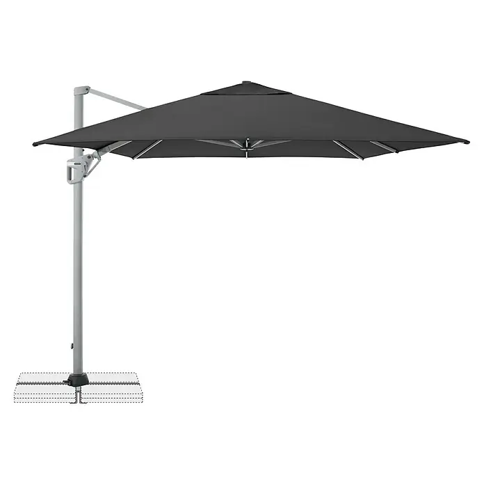 Doppler Ampelschirm Active Neo - Anthrazit, Bespannungsmaß (L x B): 260 x 350 cm - Abbildung eines grauen, freistehenden Sonnenschirms, der Schatten spendet und vor Sonne schützt. Ideal für Garten, Terrasse oder Balkon.