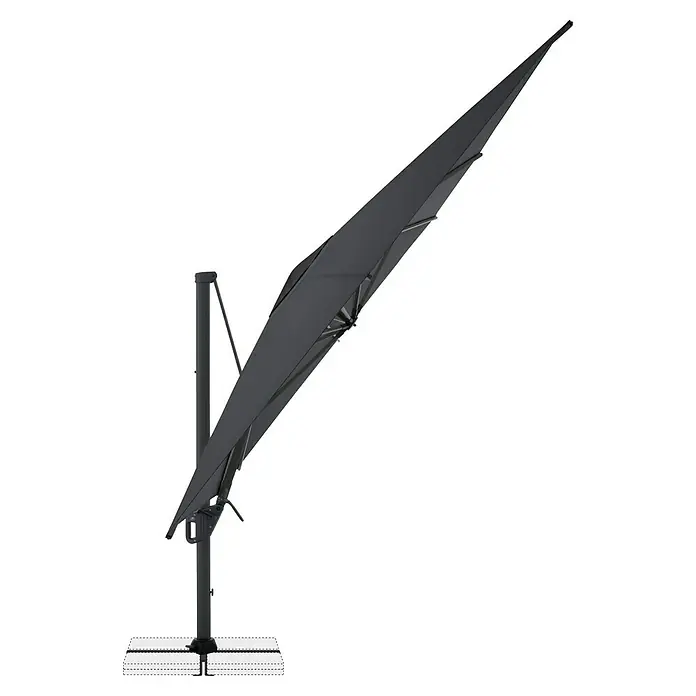 Doppler Ampelschirm Life - Anthrazit, Bespannungsmaß (L x B): 300 x 400 cm - Bild einer grauen Ampelschirm mit einem robusten Ständer, ideal für Schatten im Freien, auf einer Terrasse oder im Garten.