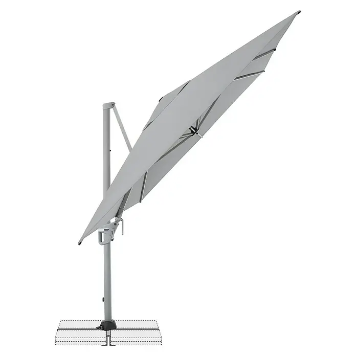 Doppler Ampelschirm Active Neo - Hellgrau, Bespannungsmaß (L x B): 260 x 350 cm - Eleganter grauer Sonnenschirm mit stabilem Standfuß für den Außenbereich. Ideal für Garten, Terrasse und Balkon.