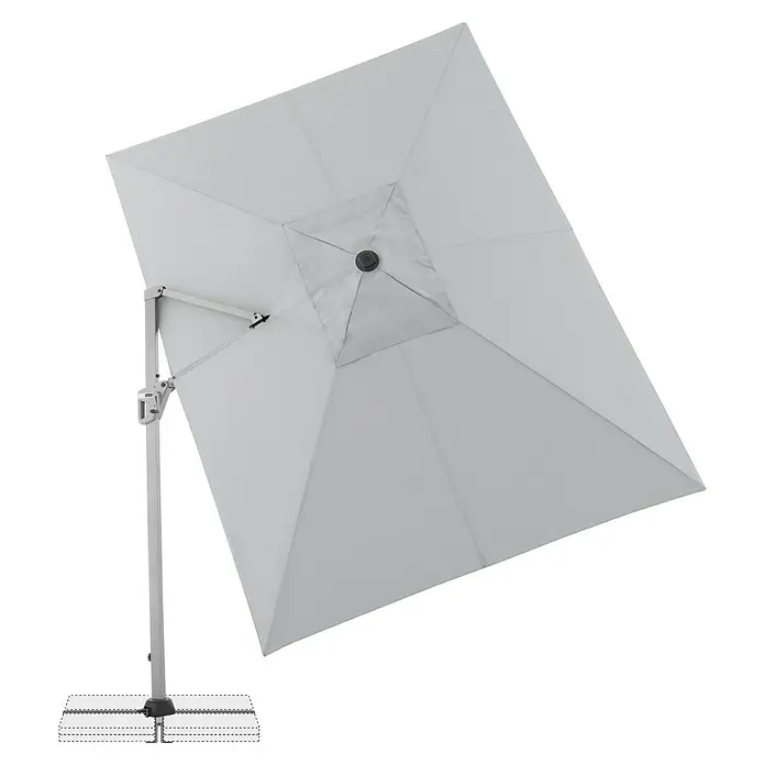 Doppler Ampelschirm Active Neo - Hellgrau, Bespannungsmaß (L x B): 260 x 350 cm - Ein eleganter, quadratischer Sonnenschirm in Weiß, ideal für den Außenbereich, bietet optimalen Schutz vor der Sonne.